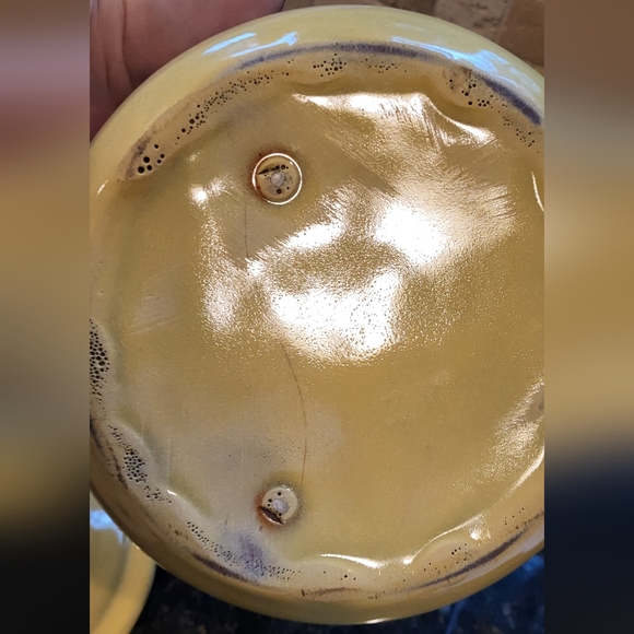 Vintage Seagrove North Carolina Yellow with Brown Pottery Casserole Dish w/ Lid - Picture 16 of 16